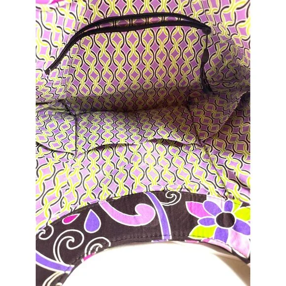 Vera Bradley Shoulder Tote Bag Purple Punch Floral Quilted Purse Pockets Retired - Picture 6 of 16